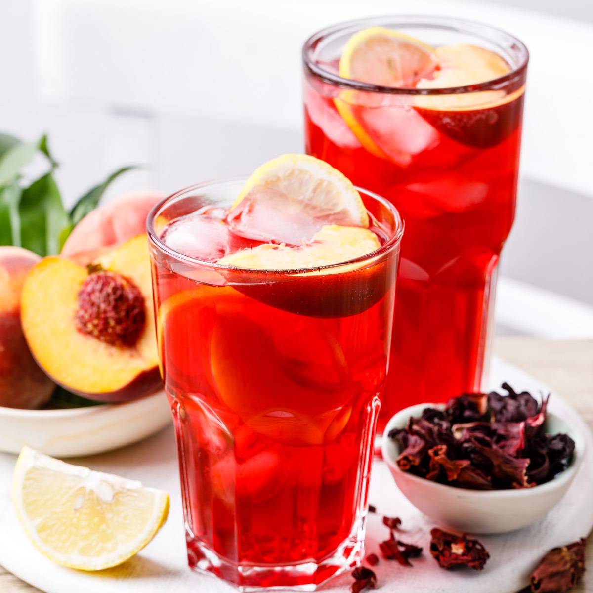 Peach Hibiscus Elderberry Sweet Tea
